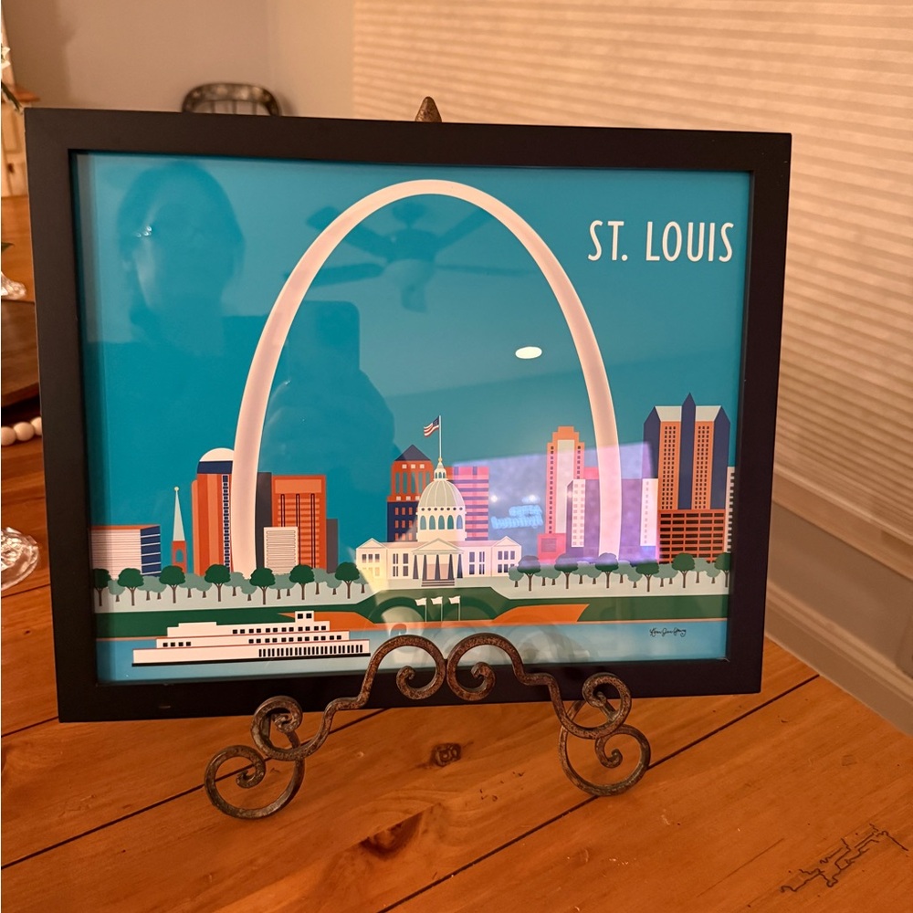 St. Louis Missouri Horizontal Skyline Framed Digital Print by artist Karen Young